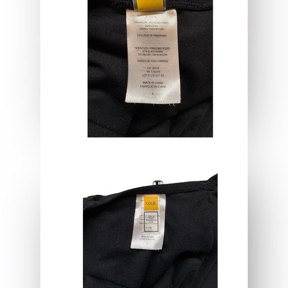 NWOT, LOLË, One-Piece Swimsuit, Black, Size 6, Removable Cups, Empire Waist - Picture 8 of 10